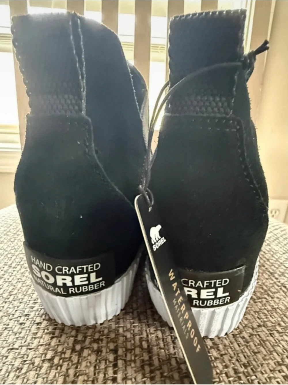 Sorel Black Suede out N about  Booties with White Sole